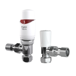 Drayton TRV4 Angled White with Lockshield 15mm 07 07 260